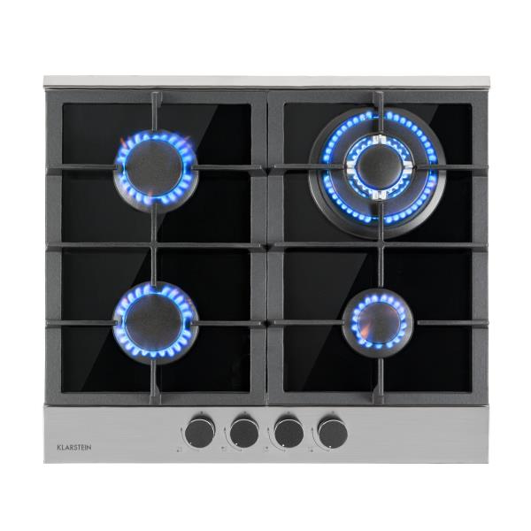 Klarstein Alchemist, płyta gazowa, 4 palniki aluminiowe, szkło ceramiczne, czarna