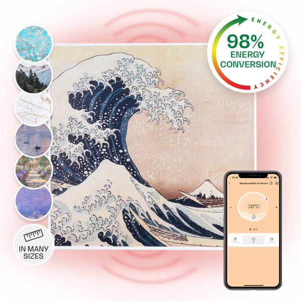 Klarstein Wonderwall Air Art Smart, panel grzewczy na podczerwień, grzejnik, 60 x 60 cm, 350 W, aplikacja