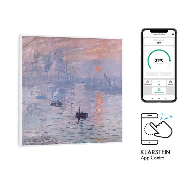Klarstein Wonderwall Air Art Smart, panel grzewczy na podczerwień, grzejnik, 60 x 60 cm, 350 W, aplikacja