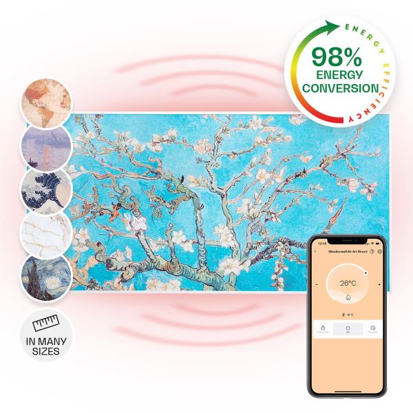 Klarstein Wonderwall Air Art Smart, panel grzewczy na podczerwień, grzejnik, 120 x 60 cm, 700 W, aplikacja