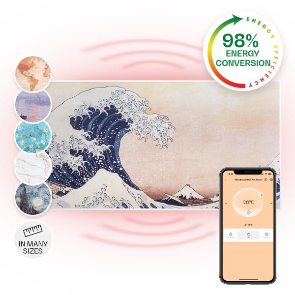 Klarstein Wonderwall Air Art Smart, panel grzewczy na podczerwień, grzejnik, 120 x 60 cm, 700 W, aplikacja