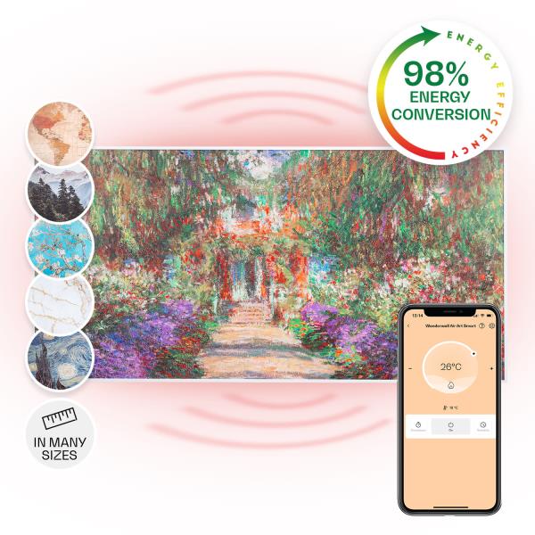 Klarstein Wonderwall Air Art Smart, panel grzewczy na podczerwień, grzejnik, 120 x 60 cm, 700 W, aplikacja