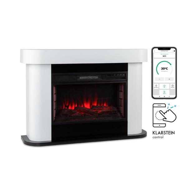 Klarstein Aargau Smart, kominek elektryczny, 1000/2000 W, LED, 18 – 27°C, timer tygodniowy, biały