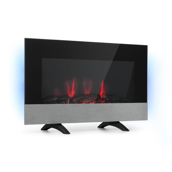 Klarstein Basel Baseline, kominek elektryczny, 2000 W, 2 poziomy, termostat, szkło, stal szlachetna