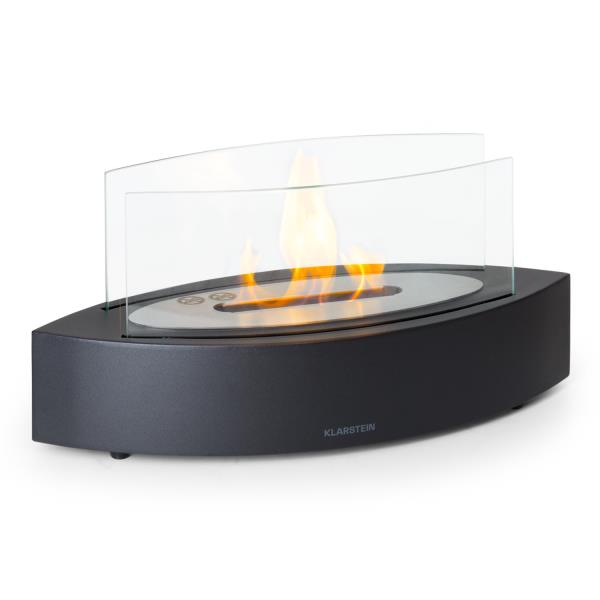 Klarstein Phantasma Curve, biokominek, bez dymu i zapachu, biowkładka ze stali nierdzewnej, bioetanol, szyba bezpieczna