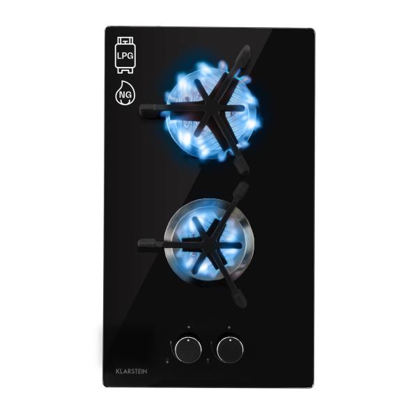 Klarstein Trifecta Domino, płyta gazowa, 2 palniki Triangle, szkło ceramiczne