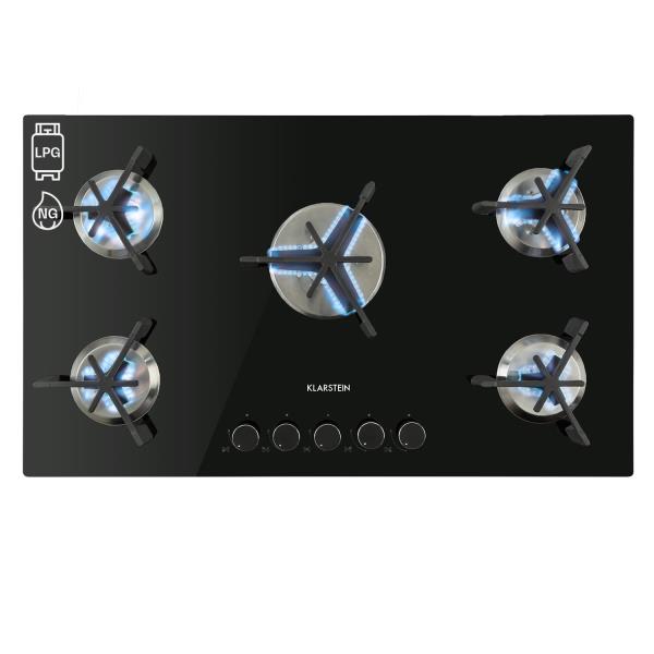 Klarstein Trifecta 5, płyta gazowa, 5 palników Triangle, szkło ceramiczne