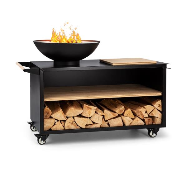 Blumfeldt Savage 2.0 Wide, palenisko ogrodowe z grillem, bambusowa deska do krojenia, pokrowiec ochronny