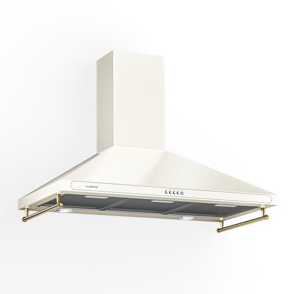 Klarstein Victoria 90, okap kuchenny przyścienny, w stylu retro, 90 cm, 644,5 m³/h, 2 lampki LED