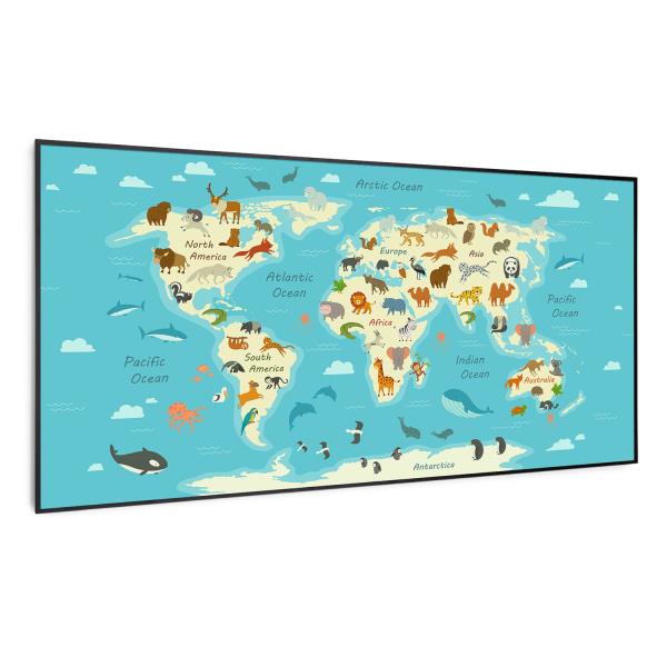 Klarstein Wonderwall Air Art Smart, panel grzewczy na podczerwień, grzejnik, 120 x 60 cm, 700 W, mapa ze zwierzętami