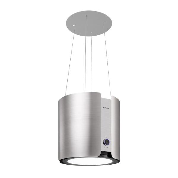 Klarstein Skyfall, okap kuchenny wyspowy, pochłaniacz, Ø 45 cm, 402 m³/h, LED, stal nierdzewna, kolor srebrny