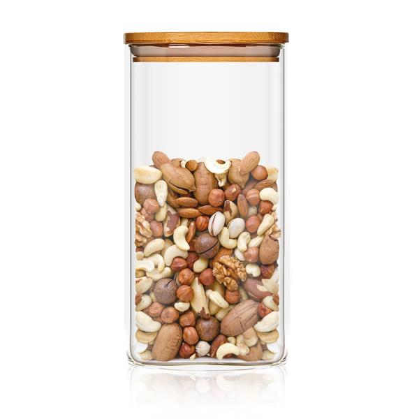 Klarstein Kwadratowy pojemnik z pokrywką bambusową, hermetyczny, z pierścieniem silikonowym, 6 x 25 x 6 cm, 500 ml
