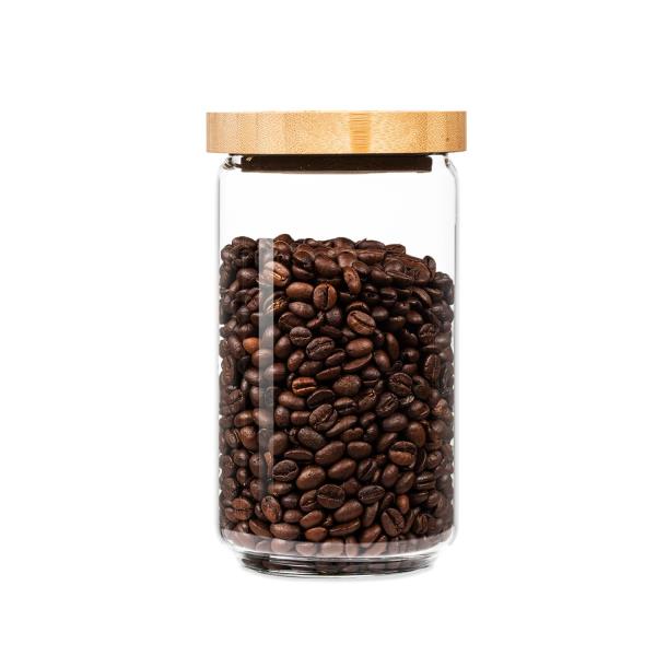 Klarstein Szklany pojemnik z bambusową pokrywką, 750 ml, możliwość postawienia jeden na drugim, szczelny