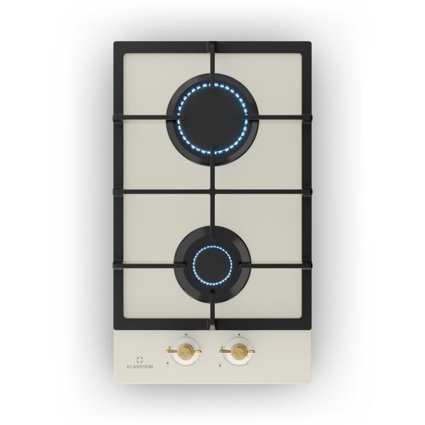 Klarstein Victoria Domino, płyta gazowa, 2 palniki typu Sabaf, szkło ceramiczne, styl retro