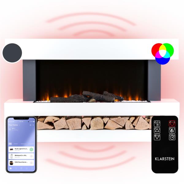 Klarstein Studio Light & Fire 3 Smart, kominek, 1000/2000 W, MDF, WiFi Control