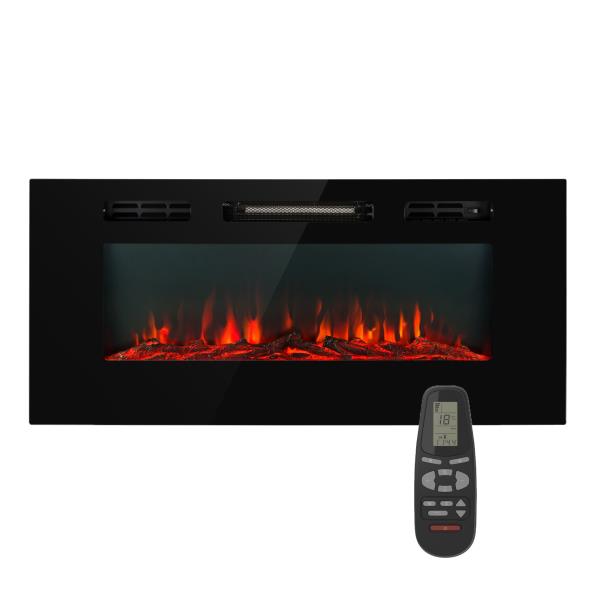 Klarstein Galeras, elektryczny naścienny kominek do zabudowy, 1800 W, LED, 3 kolory, timer