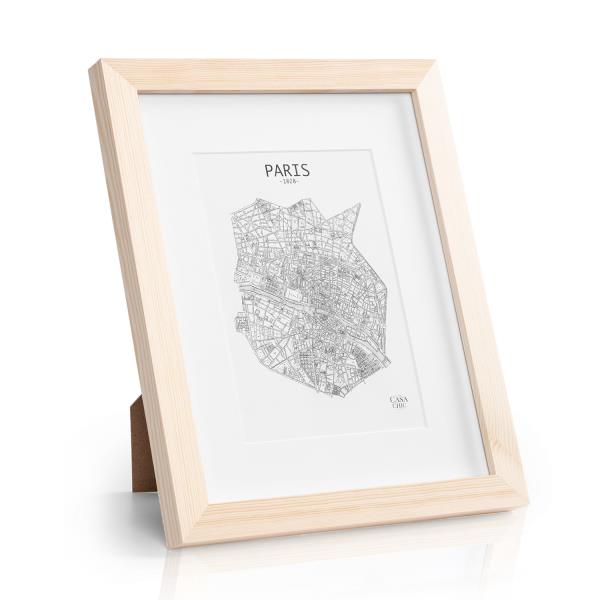 Casa Chic Edinburgh, ramka na zdjęcia, prostokątna, 20 x 25 cm, passe-partout, naturalne drewno