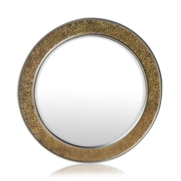 Casa Chic Cheyne, lustro ścienne, drewniana rama, okrągłe, Ø 60 cm, mozaika