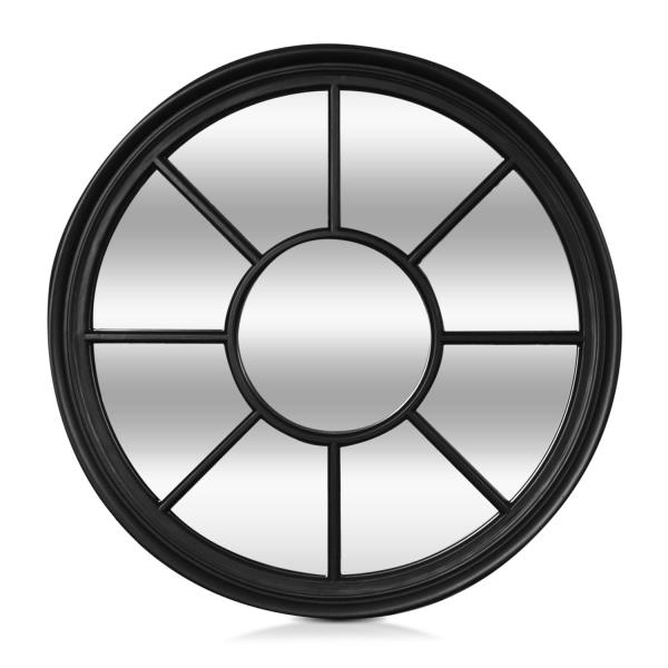 Casa Chic Leeds, lustro ścienne, rama z prawdziwego drewna, okrągłe, Ø 90 cm