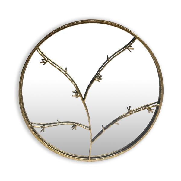Casa Chic Berkeley, lustro ścienne, metalowa rama, okrągłe, Ø 80 cm, gałęzie