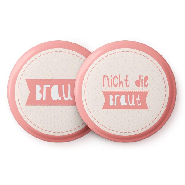 Spielehelden Przypinki z nadrukiem na wieczór panieński, 12 szt., 5,6 cm, bardzo duże, prezent na wieczór panieński, język niemiecki