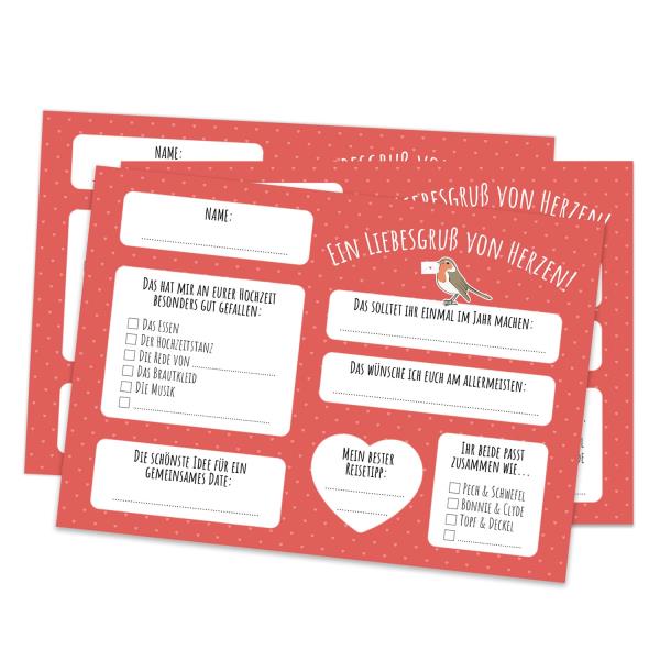 Spielehelden Ein Liebesgruß von Herzen/Wprost z serca, kartki z życzeniami ślubnymi, 50 szt., A6, 300 g/m², język niemiecki