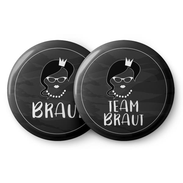 Spielehelden Przypinki z motywem panny młodej w stylu vintage na wieczór panieński, 12 szt., 5,6 cm, bardzo duże, prezent na wieczór panieński, język niemiecki