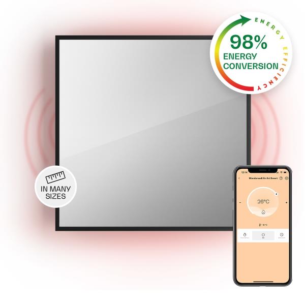 Klarstein La Palma 500 Smart, panel grzewczy na podczerwień 2 w 1, grzejnik, 60 x 60 cm, 500 W, lustrzany front