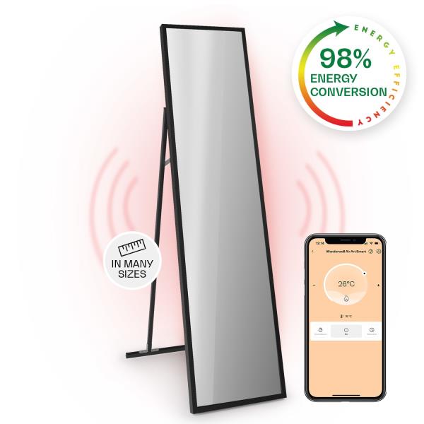 Klarstein La Palma 900 Smart, panel grzewczy na podczerwień 2 w 1, grzejnik, 40 x 160 cm, 900 W, lustrzany front