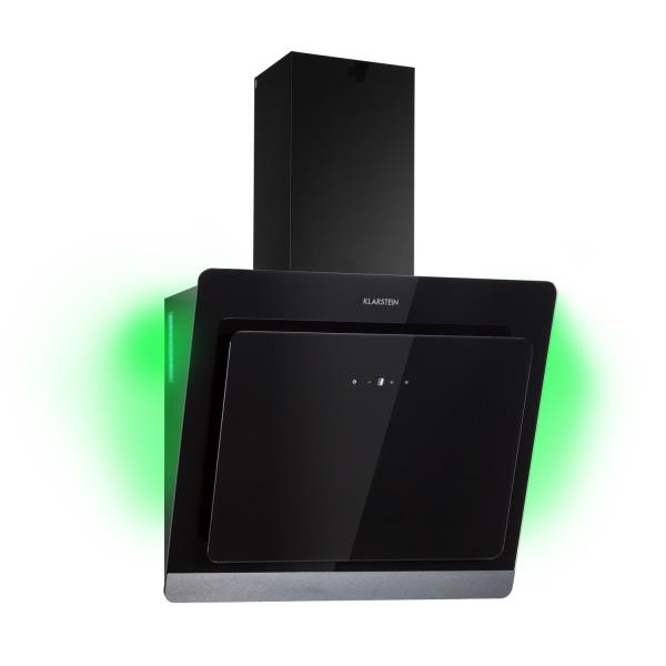 Klarstein Aurora Eco 60, okap kuchenny, 60 cm, przyścienny, 550 m³/h, A+, sterowanie dotykowe, czarny