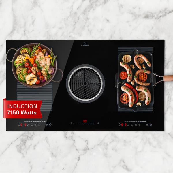 Klarstein Full House 3.0, płyta indukcyjna z okapem, 655 m³/h, klasa efektywnośi energetycznej A