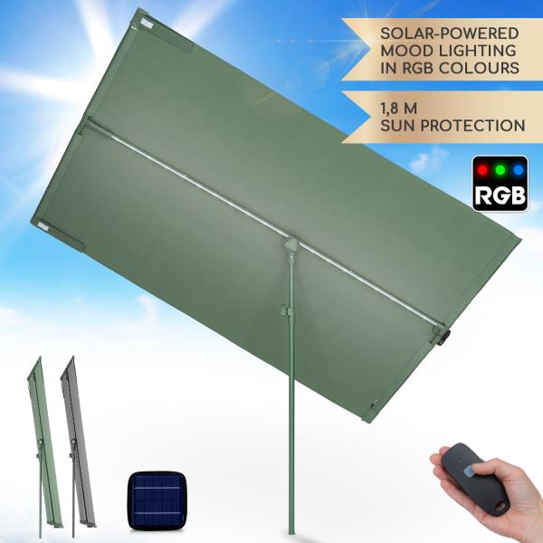 Blumfeldt Bayonne, parasol ogrodowy, 130 x 180 cm, poliester, ochrona UPF 50, solar LED