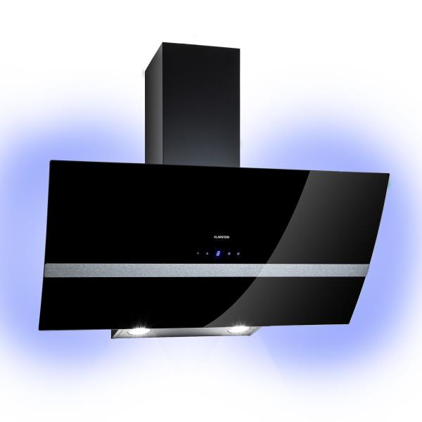 Klarstein Clara 90, okap kuchenny przyścienny, 90 cm, 509 m³/h, panel dotykowy, oświetlenie ambientowe, szklany
