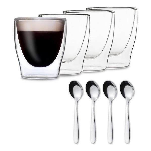 Feelino DUOS, szklanki termiczne z podwójną ścianką, z łyżeczkami, 6 x 200 ml