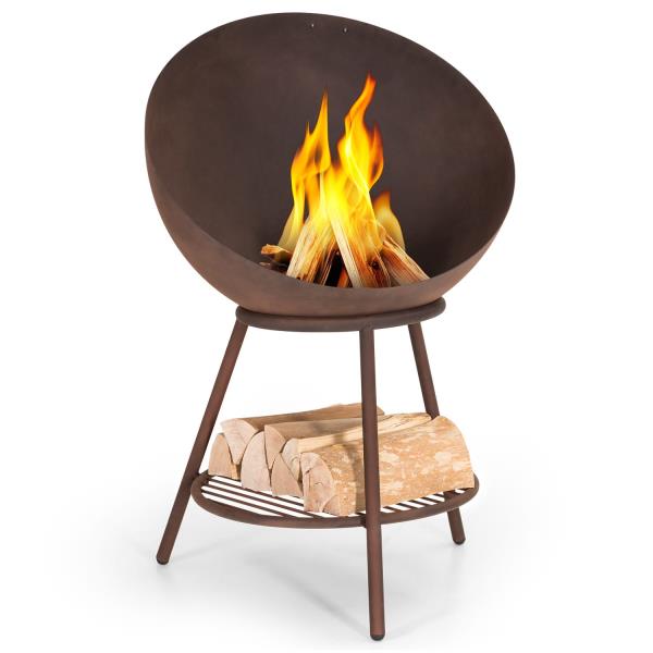 Blumfeldt Azuma, palenisko ogrodowe, Ø 66 cm, 2 mm, ruszt na węgiel drzewny, ruszt grillowy, pokrowiec przeciwdeszczowy, pogrzebacz