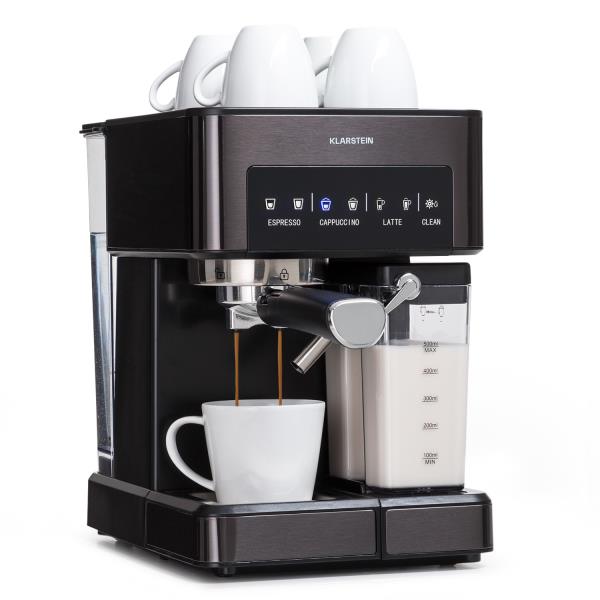 Klarstein Arabica Comfort, ekspres do kawy kolbowy, 1350 W, 20 Bar, 1,8 l, dotykowy panel sterowania, stal szlachetna