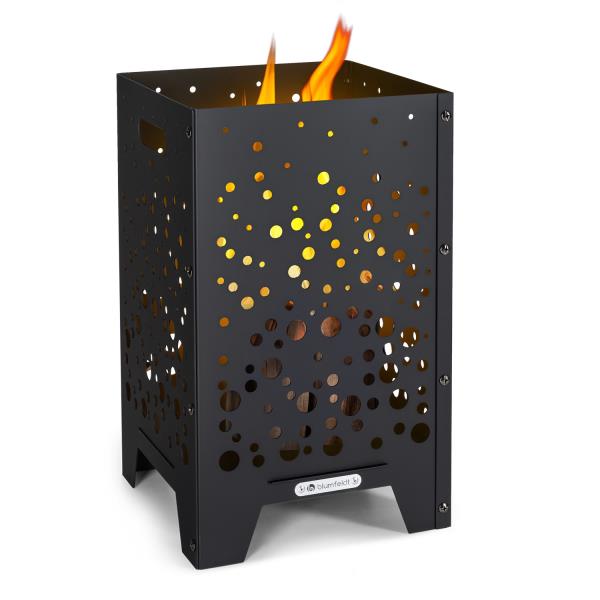 Blumfeldt Bazman, palenisko ogrodowe, stal, stabilna perforowana konstrukcja, pogrzebacz i pokrowiec przeciwdeszczowy