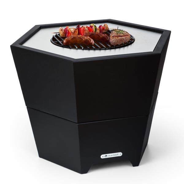 Blumfeldt Hekla misa paleniskowa 2-w-1 Ø 60 cm wodo- i mrozoodporna płyta grillowa i ruszt do grillowania