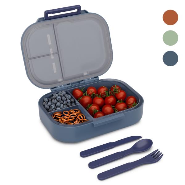 Klarstein Bunko, śniadaniówka, pudełko na lunch, lunch box, 3 komory, sztućce, 21 x 14,5 x 5,5 cm