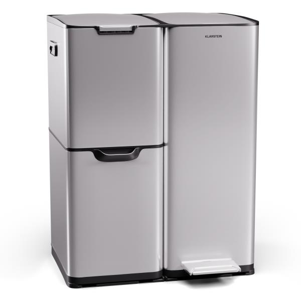 Klarstein Tiyo 3 w 1, kosz do segregacji odpadów, 60 l, wyjmowane pojemniki, wolne zamykanie