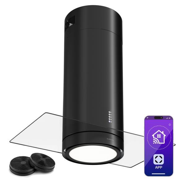 Klarstein Beretta Premium Smart, okap kuchenny wyspowy, 544 m³/h, aplikacja, wyciąg/pochłaniacz, LED, filtr węglowy