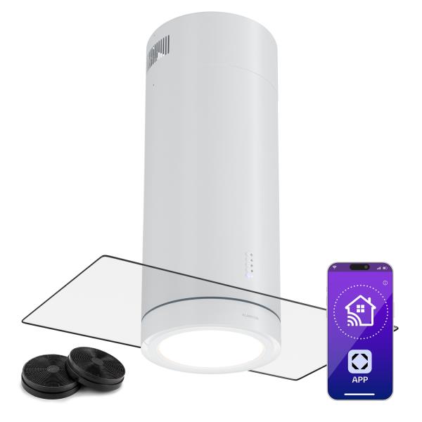 Klarstein Beretta Premium Smart, okap kuchenny wyspowy, 544 m³/h, aplikacja, wyciąg/pochłaniacz, LED, filtr węglowy