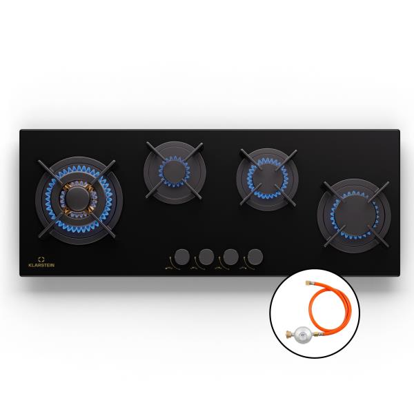 Klarstein Goldflame 4 Slim, płyta gazowa, 4-palnikowa, samowystarczalna, gaz ziemny/propan, stal nierdzewna