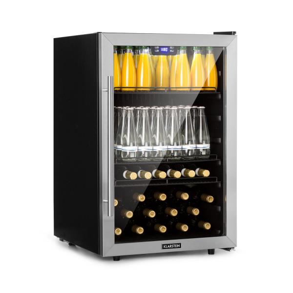 Klarstein Beersafe 5XL, lodówka na napoje, 148 l, 3 półki, panoramiczne szklane drzwi, stal nierdzewna