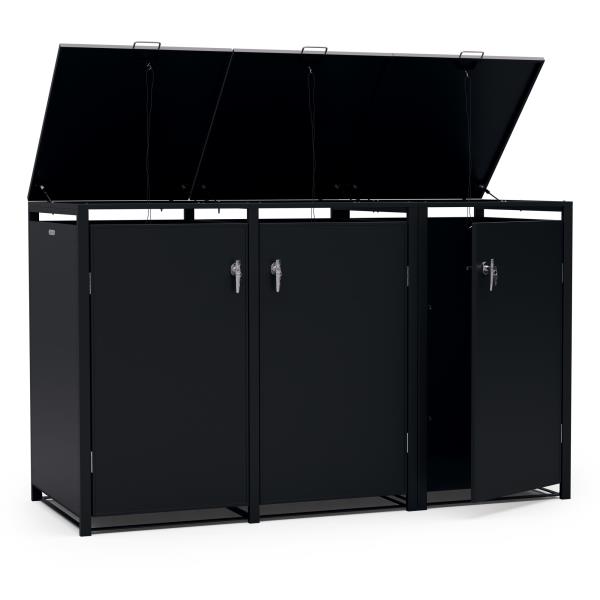 Blumfeldt BinSafe, zabudowa na pojemniki na odpady, 3 pojemniki, 240 l, odporna na warunki atmosferyczne, zamykana na klucz, stal ocynkowana