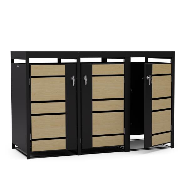 Blumfeldt BinSafe, zabudowa na pojemniki na odpady, 3 pojemniki, 240 l, odporna na warunki atmosferyczne, możliwość sadzenia roślin, zamykana na klucz, stal ocynkowana