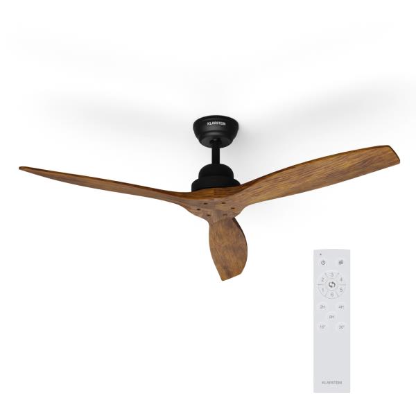 Klarstein Santa Elena 52", wentylator sufitowy, Ø 132 cm, 9 060 m³/h, łopaty z prawdziwego drewna, 6 prędkości, pilot zdalnego sterowania