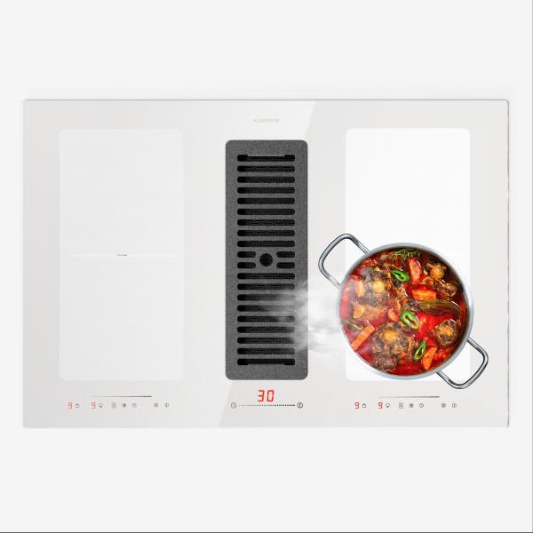 Klarstein Full House 77, płyta indukcyjna z systemem down air + okap wyciągowy 477 m³/h, klasa efektywności energetycznej A