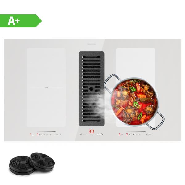 Klarstein Full House 90, płyta indukcyjna z systemem down air + okap wyciągowy 477 m³/h, klasa efektywności energetycznej A