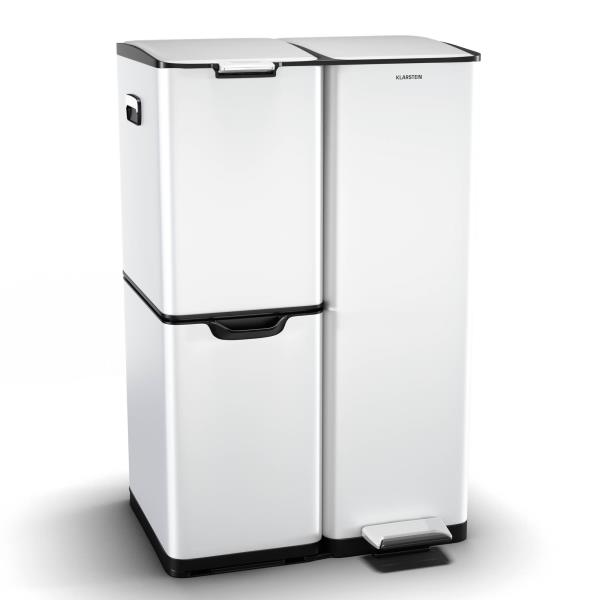 Klarstein Kosz na śmieci Tiyo 3 w 1 60 l, 30 l + 17 l + 13 l, sortowanie odpadów, ciche zamykanie, pokrywa ze stali nierdzewnej